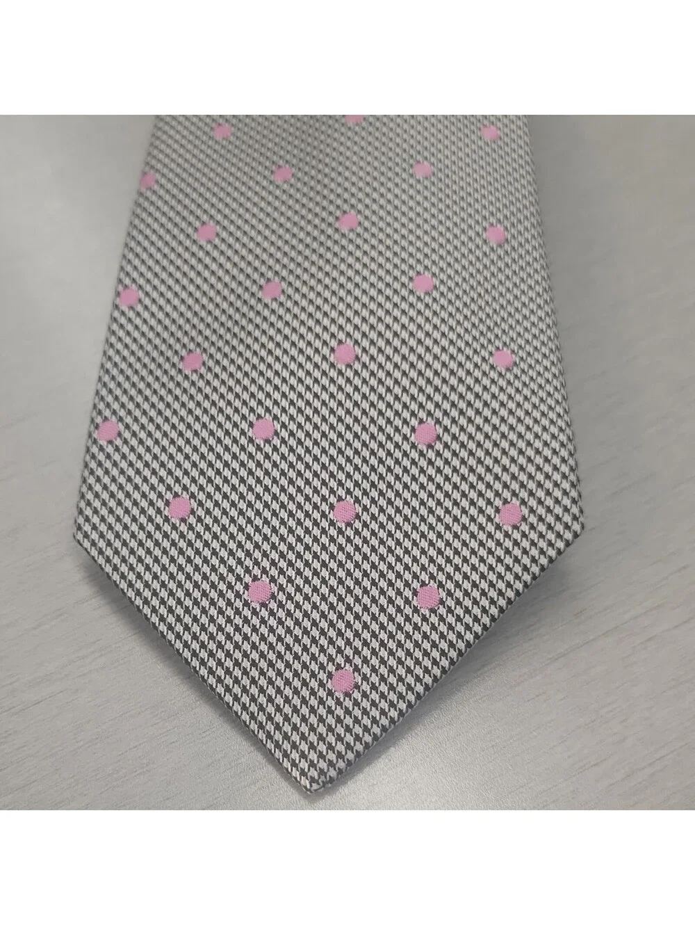 Lauren Ralph Lauren Men's Gray & Pink Polka Dot Woven Necktie Tie
